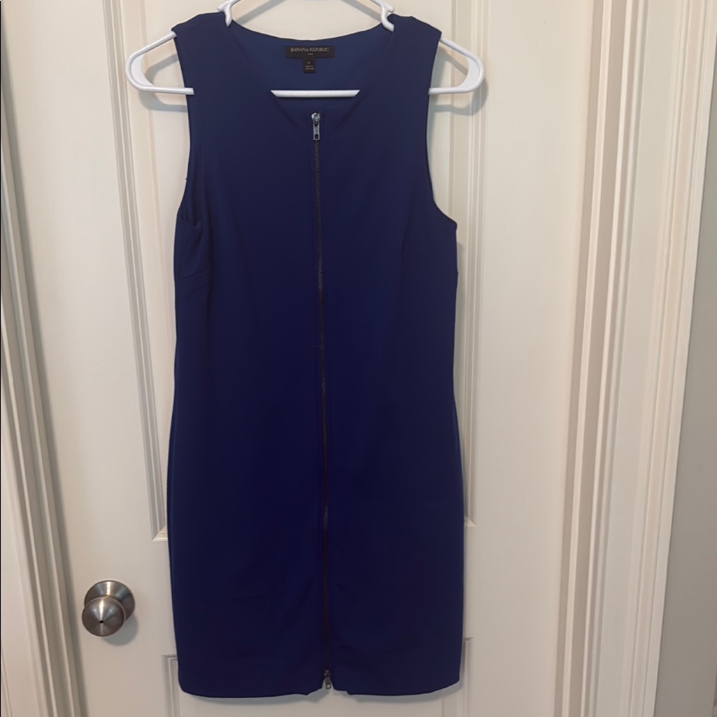 Banana Republic Women's Zip Front Blue Dress Size 2